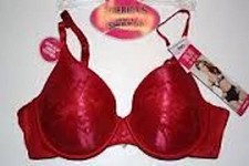 Maidenform T-Shirt Bra 7312 Band Size 34B Red Lace