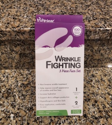 Truly Clear Plant Based Wrinkle Fighting Patches 3 Piece Face Set NEW Free Ship