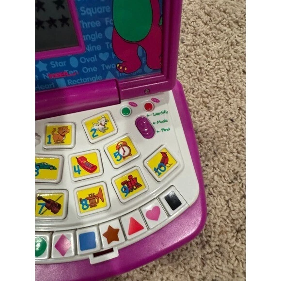 Barney's 学习笔记本电脑 复古教育玩具 日期 1999 互动 罕见 — 第 4/4 张图片