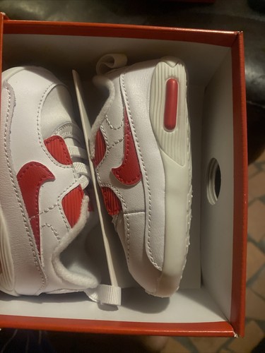 🔥 neonato Nike Max 90 culla (CB) Scarpe Per Bambino Bianco HYPER ROSSO  CI0424 105 Taglia 4C | eBay