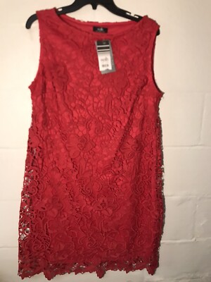 NWT Wallis Tailored Red Flowers Crochet Lace Sleeveless Dress Detailed  Bottom 12 | eBay