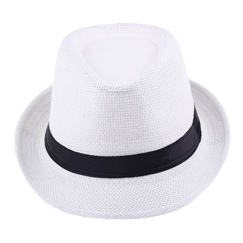 Adultos Niños Paja Jazz Fedora Sombrero Trilby Cubano Sol Gorra Panamá Ala Corta Verano☆ - Imagen 7 de 20