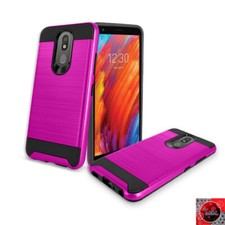 Funda Carcasa LG Aristo 4 Plus/Aristo 4+ Híbrida Metal Diseño Cepillo Delgada A Prueba de Golpes