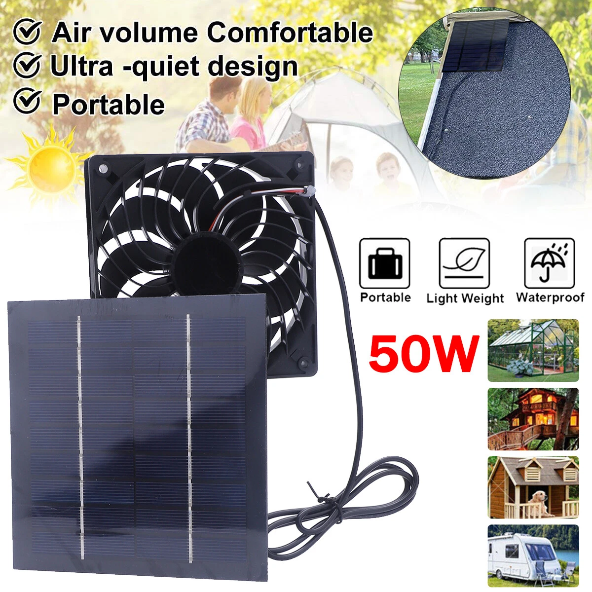 50W Solar Powered Panel Exhaust Fan Outdoor Roof Attic Fan Ventilation Vent  Van | eBay