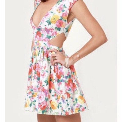 mustard floral tea dress