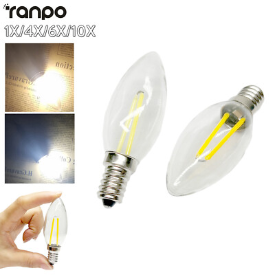 2w E14 E12 C25 Led Candle Light Bulbs Lights Living Night Retro Cob 20w/halogen