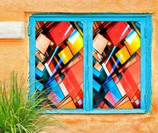 3D Red Square A913 Window Film Print Sticker Cling Stained Glass UV Zoe