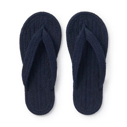 MUJI Cotton Slippers by MUJI Japanese Indoor Thongs adult unisex sandals navy XL - Picture 5 of 7