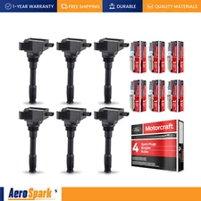 6X Ignition Coil & Motorcraft Iridium Spark Plug for Ford Explorer F-150 Lincoln