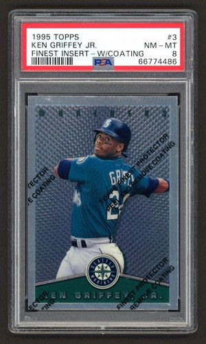 1995 TOPPS KEN GRIFFEY JR. #3 FINEST INSERT W/COATING HOF PSA 8 NEAR MINT-MINT
