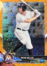 2018 Bowman Chrome Prospects Orange Shimmer Refractor /25 Brian Miller Marlins
