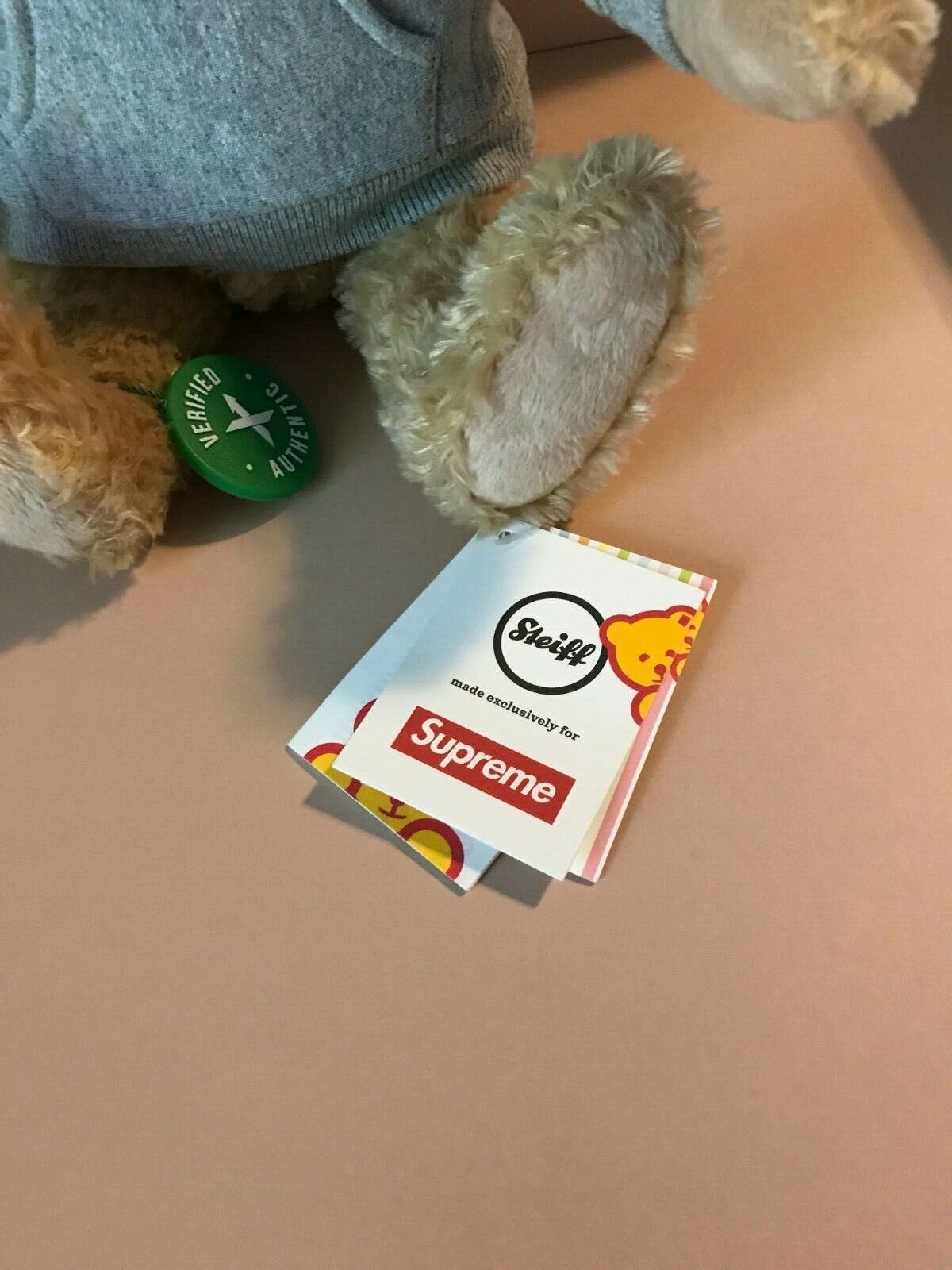 100% Auth. Supreme Steiff Teddy Bear Heather Grey FW18 Brand New