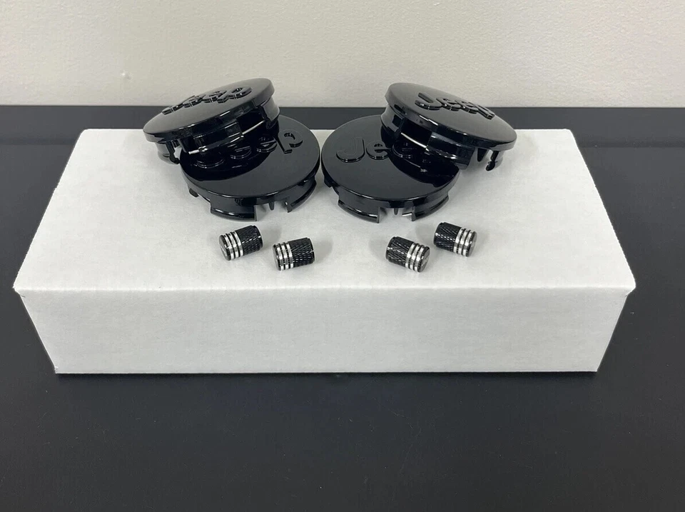 Центральные колпаки колес и колпаки клапанов шин Jeep черные подходят для Wrangler Cherokee Compass - Изображение 4 из 4