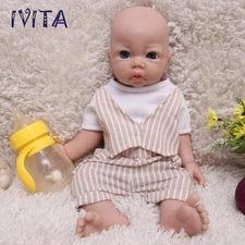 17'' Soft Full Body Silicone Reborn Baby Doll Handmade Blue Eyes Boy Baby