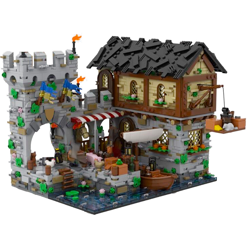 YOUFOY Medieval Harbor with Quay, Castle Wall, Watchtower and Tavern 2053  Pieces