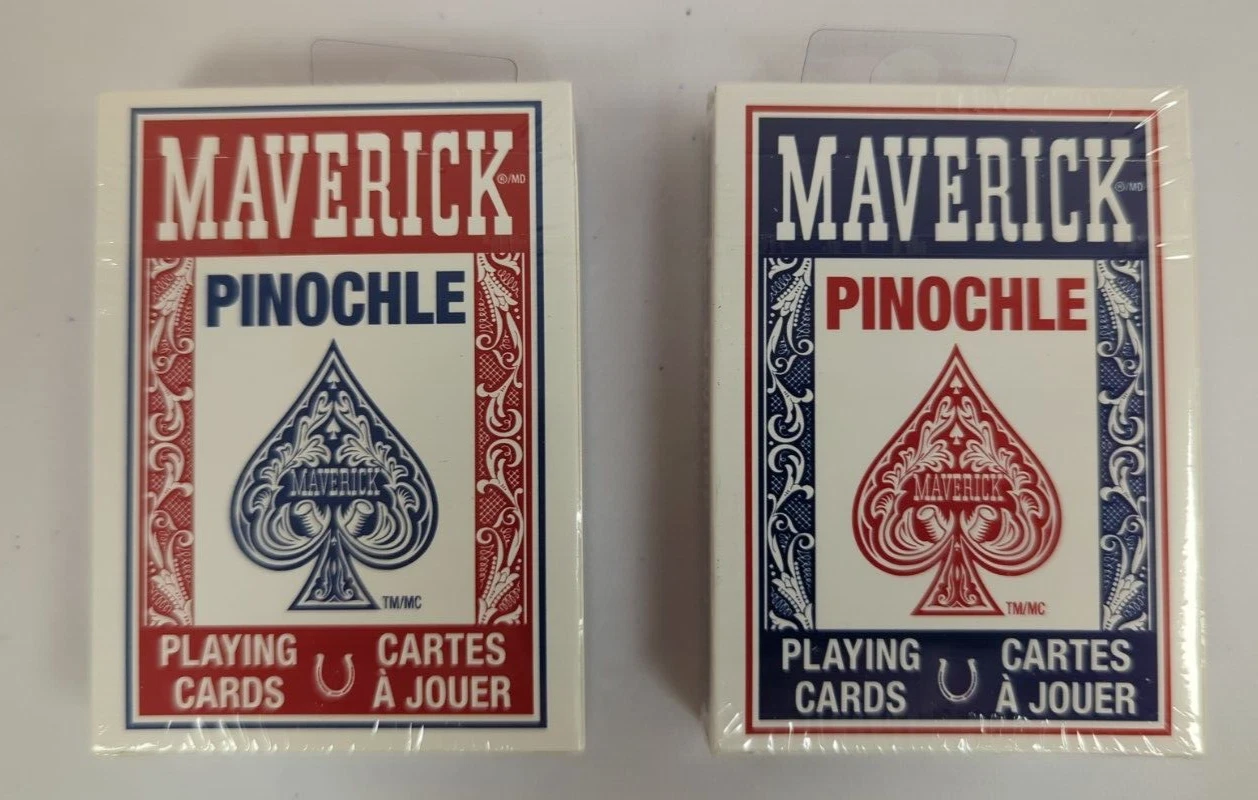 2 Maverick Pinochle Decks (Red & Blue) - Brand New Sealed