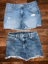 Cat Jack Light Blue Denim Girls' Shorts - Distressed Hem
