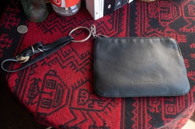Alexander Wang Black Pebbled Leather Clutch Wristlet Bag Silver Hardware Zip