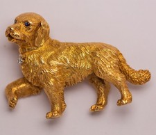 TIFFANY & CO Dog Golden Retriever BROOCH SAPPHIRE AND DIAMOND 750 18k Solid Gold