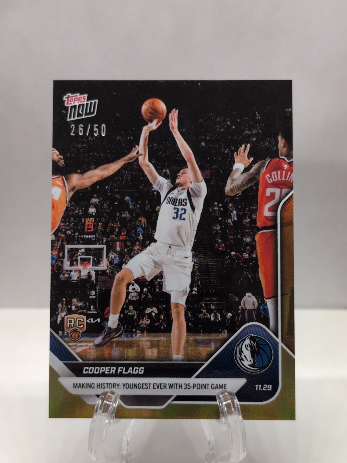 2025-26 Topps Now Cooper Flagg #67 Youngest To 35 Points Gold Refractor 26/50!🔥