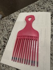 80s 90s Vintage Style Pink Color Dip Pick Hair Lift Comb Pick 7" USA 4345608