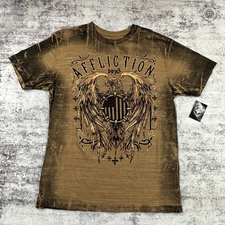 NWT Affliction Iron Pledge S/S T-Shirt Brown Copper Eagle Men's XL A25974