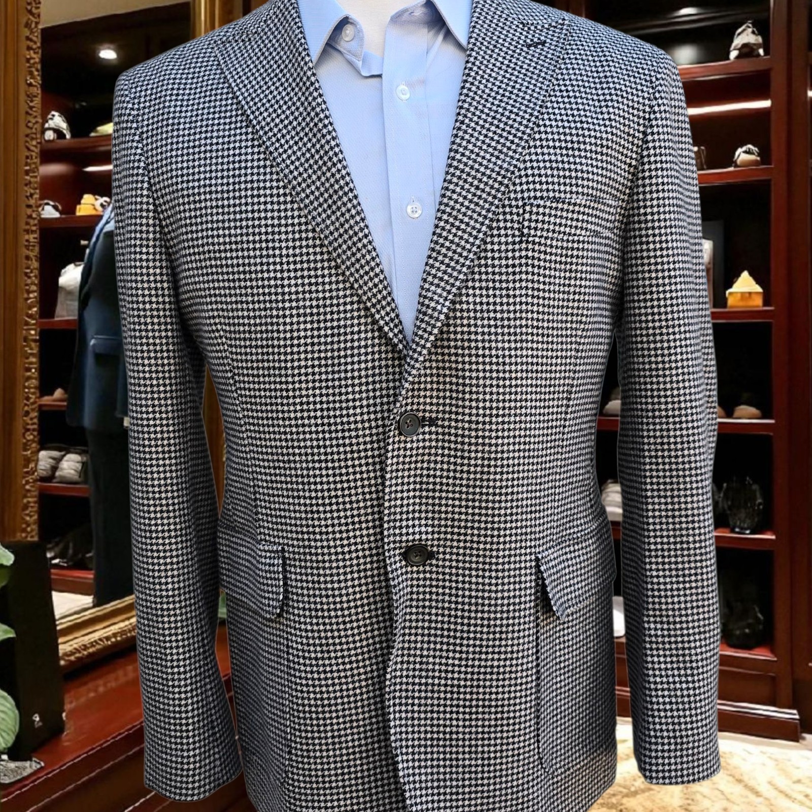 New Marling & Evans Woven Tweed Blazer 42r Hunter Check Peak Lapel
