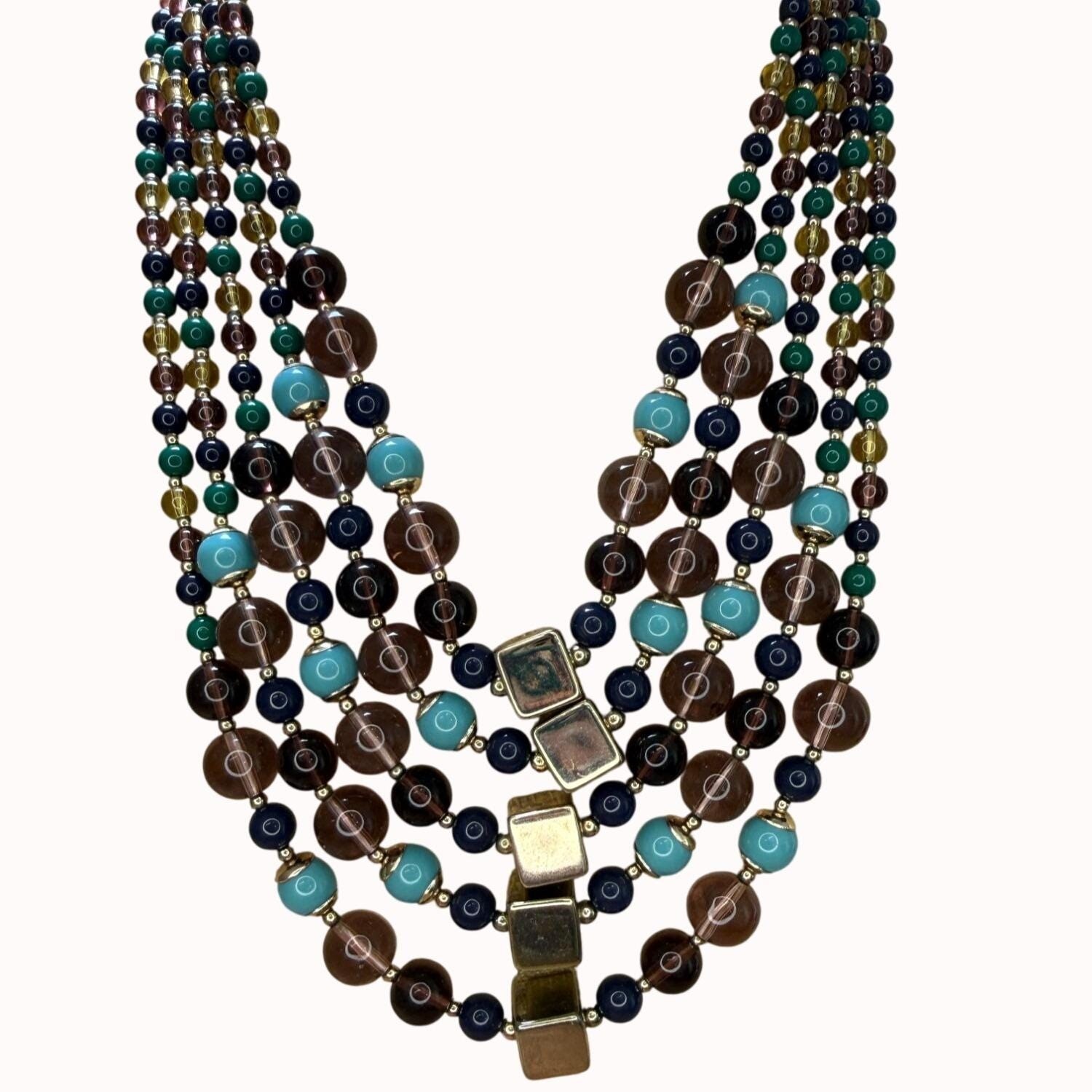 Talbots Multicolor Beaded Statement Necklace With… - image 3