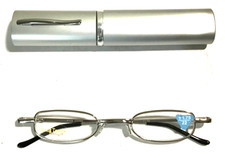 Spring Temple Unisex Reading Glasses w/ Hard Case  1.75 22 Silver-toned NEW