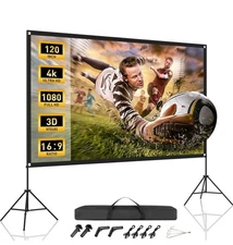 Portable Projector Screen with Stand 120” 16:10 4K Ultra HD Upgrade Stand & Case