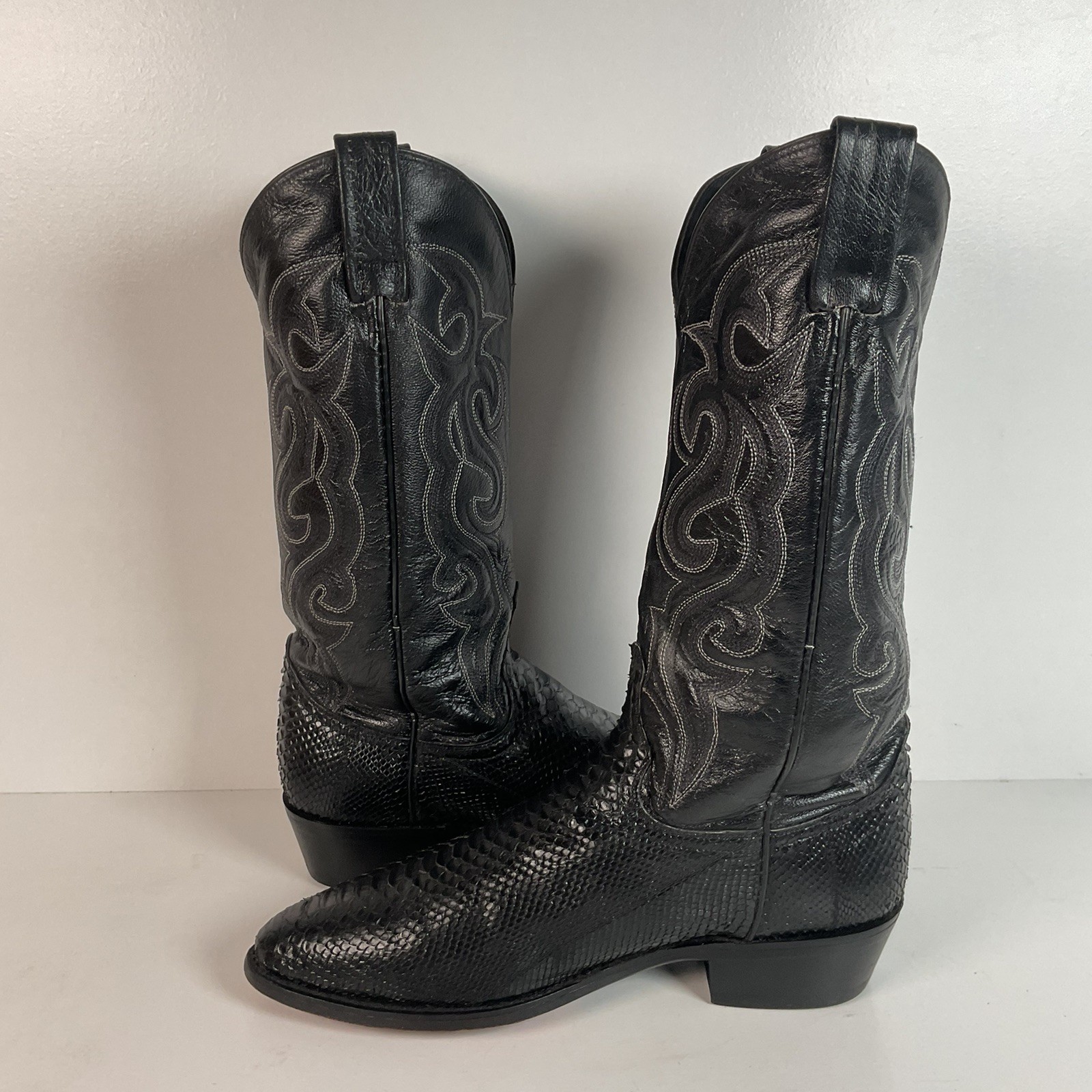 Dan Post Python Snakeskin Cowboy Boots | Midnight… - image 18