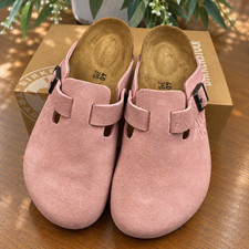Birkenstock Boston X Stussy Dusty Pink Suede Clogs Cork Footbed Unisex Shoes