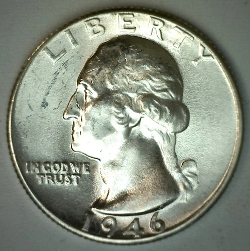 1946 D Washington UNCIRCULATED Silver Quarter 25c US Denver Mint Coin 25 Cents