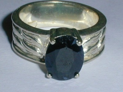 DESIGNER - SCDS - STERLING RING MIT GROSSER KRAPPENFASSUNG SAPHIR - GRÖSSE 6 1/2!