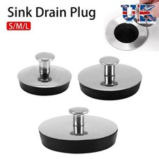 Stainless Steel Bath Sink Plug Stopper S/M/L Fit Basin Kitchen Bathroom Drain UK