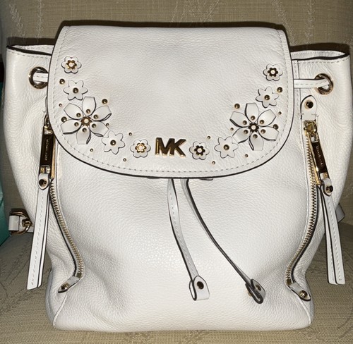 Michael Kors Evie Flower White Leather Backpack Purse, Excellent Condition - Picture 2 of 11