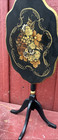 Vintage Hand Painted Wood Tilt Top Tea / Candle Stand Table 24x14” Signed 86’