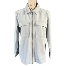 Wonder Nation Twill Jacket Kids Sze XL Light Gray Utility Chest Pockets Full Zip