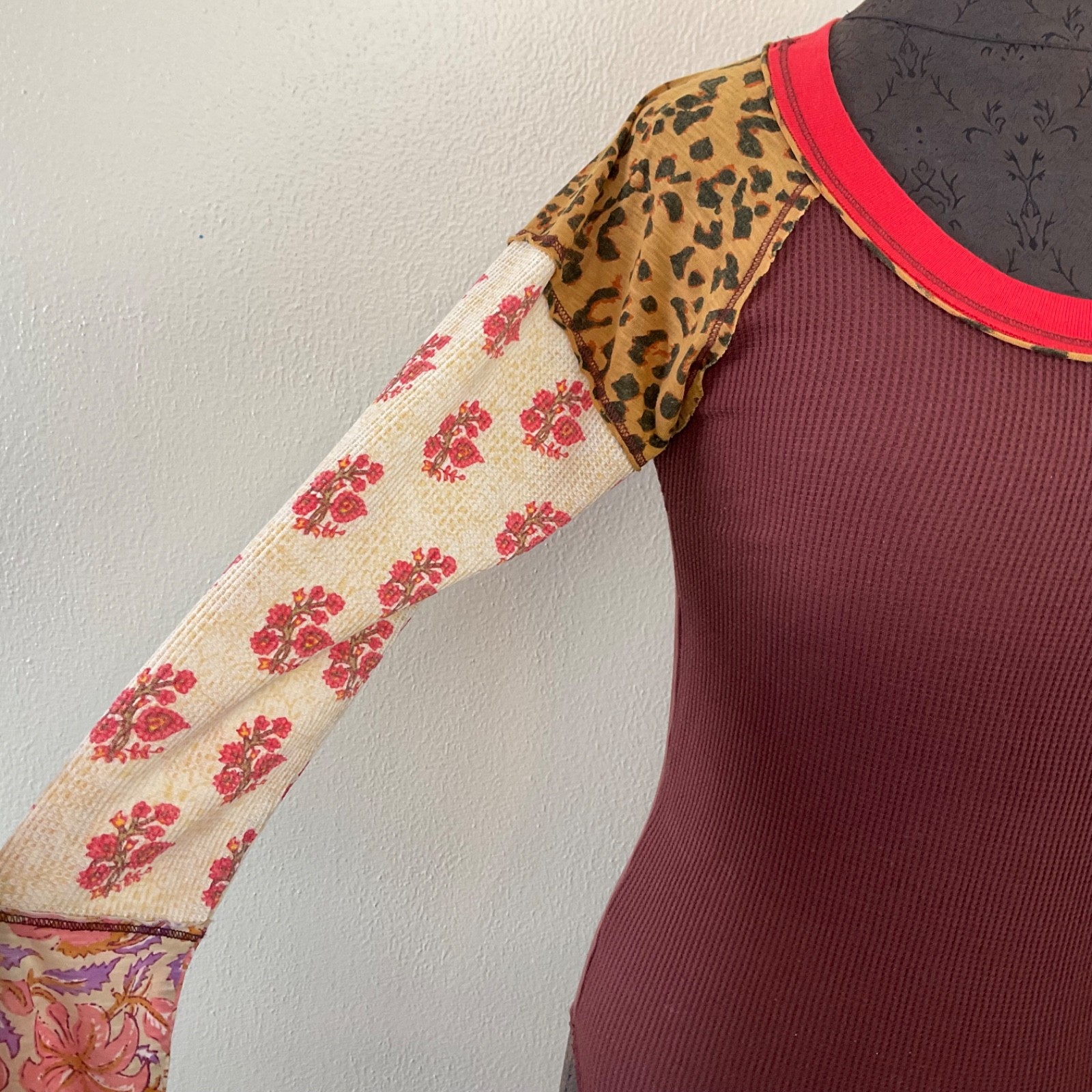 We The Free Mix Pattern Patchwork Pull On Top Lon… - image 4