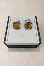 Tateossian Octagon Tiger Eye cufflinks in White Bronze RRP £230 