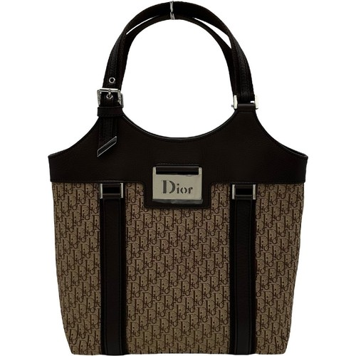 Christian Dior Trotter Street Chic Brown Canvas Handbag Ladies Used