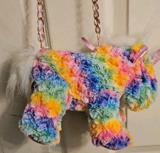 Rainbow Unicorn Little Girl Plush Purse Bag