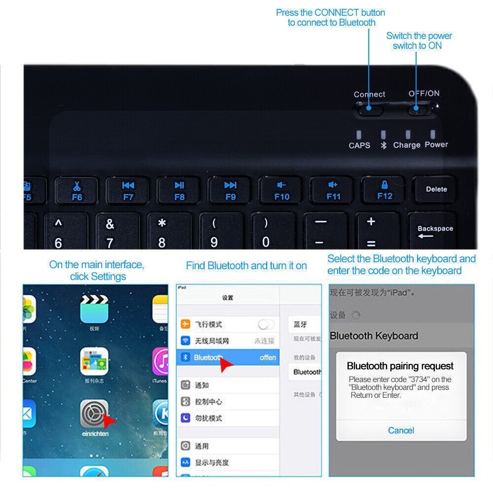 Slim Wireless Bluetooth Keyboard Mouse Combo Set for Laptop Tablet iPad iPhone