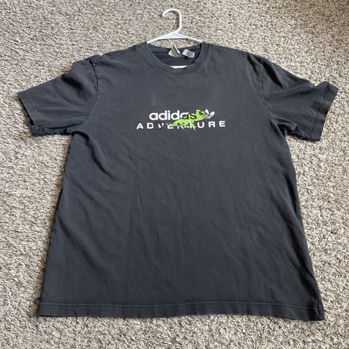 Adidas Originals Adventure Big Logo Men Large Tee Glow in Dark Black 22”x29”