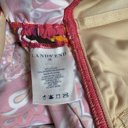Lands’ End Damen rosa Paisley Tankini seitlicher Cinch Badeanzug Top Gr. 16 - Bild 15 von 15