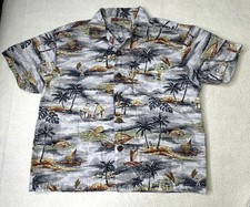 Hilo Hattie Boys Hawaiian Shirt XXS 4/5 Cotton Hawaii Outrigger Canoe Palm Tree
