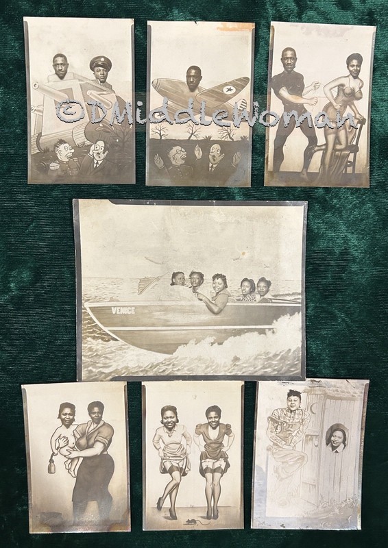 7 Vintage 1940s Black Americana Photobooth WWII Pinup Comic Arcade Lot UNIQUE