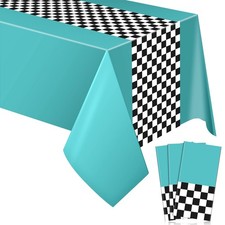 Car Birthday Party Supplies Racing Decorations 50s Party Tablecloth Racetrack...
