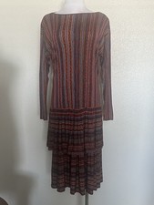 VTG Diane Von Furstenberg Striped Tiered Long Sleeve Midi Dress Made in Italy 10