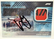 F1 CARLOS SAINZ SIGNED TOPPS F1 PADDOCK PASS SMOKE SHOW RELIC PATCH CARD  02/10